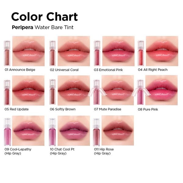  Son Tint Lâu Trôi, Bóng Nhẹ Peripera Water Bare Tint 3.7g 