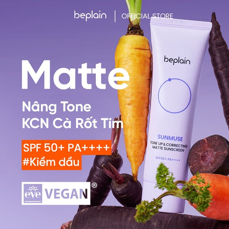 Kem Chống Nắng Thuần Chay Beplain Nâng Tone, Kiềm Dầu, Dưỡng Ẩm Sunmuse Sunscreen SPF50+/PA+++ 50ml