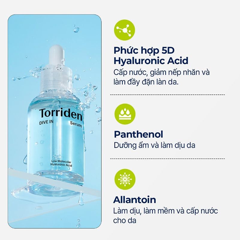Serum Torriden Thuần Chay Cấp Ẩm, Làm Dịu Da Torriden Dive-In Low Molecular Hyaluronic Acid Serum 50ml