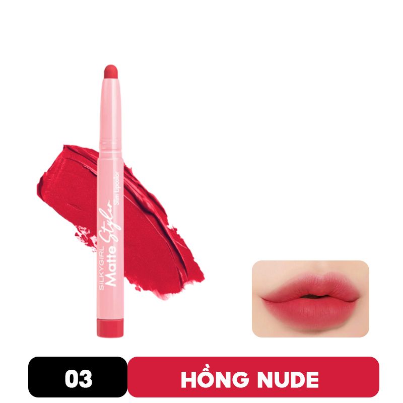 Son Bút Chì Mịn Lì, Lên Màu Chuẩn, Lâu Trôi Silkygirl Matte Styler Slim Lipcolor 1.4g