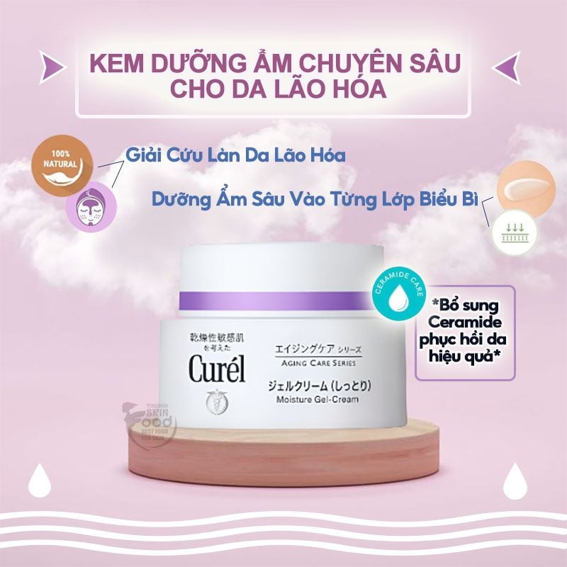 Kem Dưỡng Ẩm Chuyên Sâu Dạng Gel Dành Cho Da Lão Hóa Curél Aging Care Series Moisture Facial Gel Cream 40g