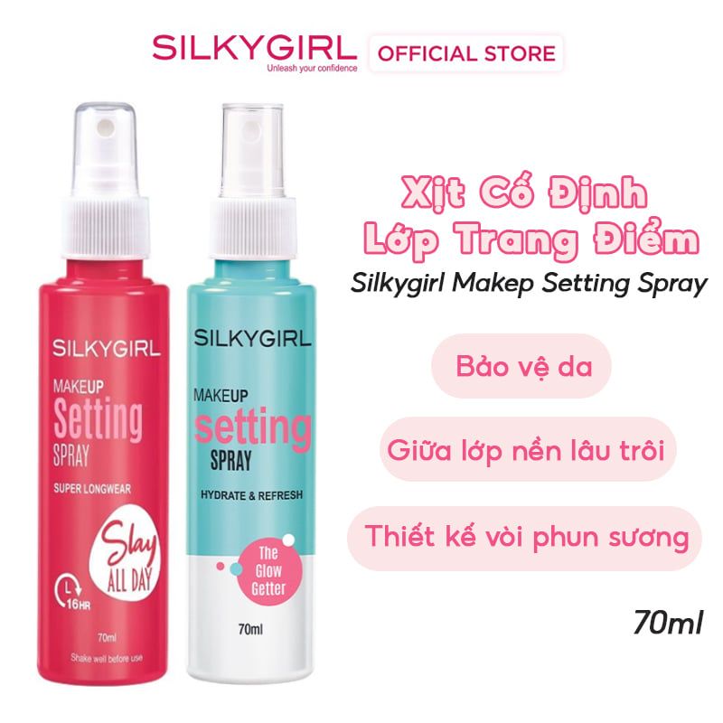 Xịt Cố Định Lớp Trang Điểm, Cấp Ẩm, Kiềm Dầu, Bảo vệ Da Silkygirl Makep Setting Spray  70ml