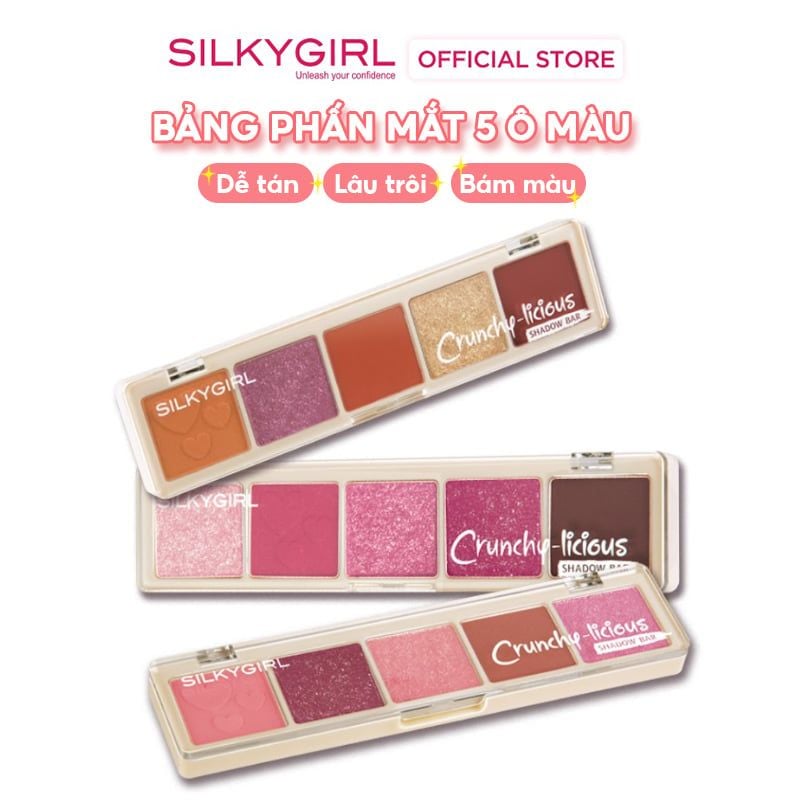 Bảng Phấn Mắt 5 Ô Màu Silkygirl Crunchy-Licious Shadow Bar 10g