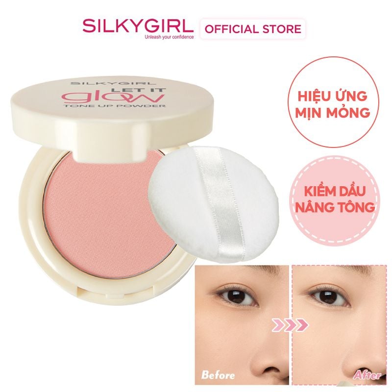 Phấn Phủ Dạng Nén, Nâng Tông Silkygirl Let It Glow Tone Up Powder 7g