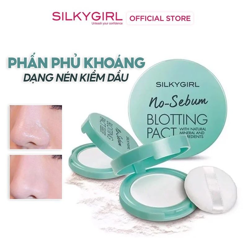 Phấn Phủ Khoáng SilkyGirl Dạng Nén Kiềm Dầu Vượt Trội No Sebum Blotting Pact 7g