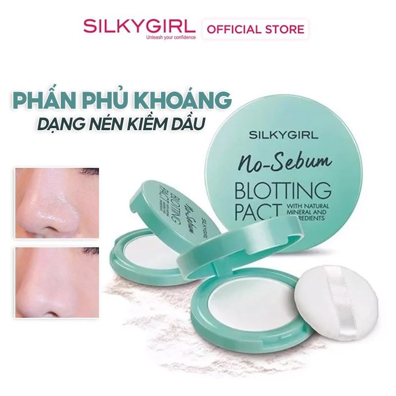 Phấn Phủ Khoáng Dạng Nén Kiềm Dầu Vượt Trội SilkyGirl No Sebum Blotting Pact 7g