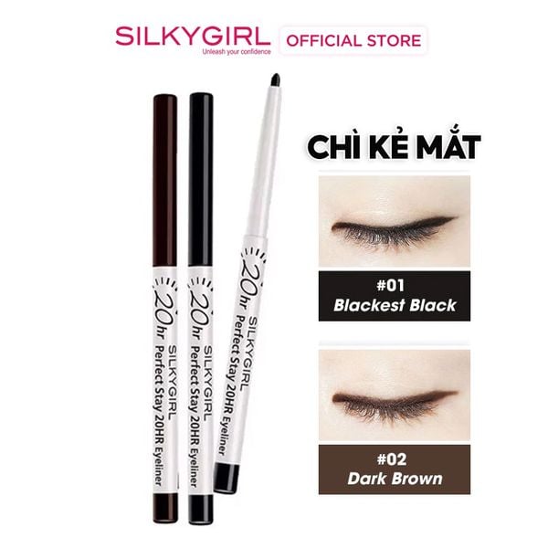  Chì Kẻ Mắt Silkygirl Nét Mảnh Cho Đôi Mắt Sắc Sảo Perfect Stay 20Hr Eyeliner 0.28g 
