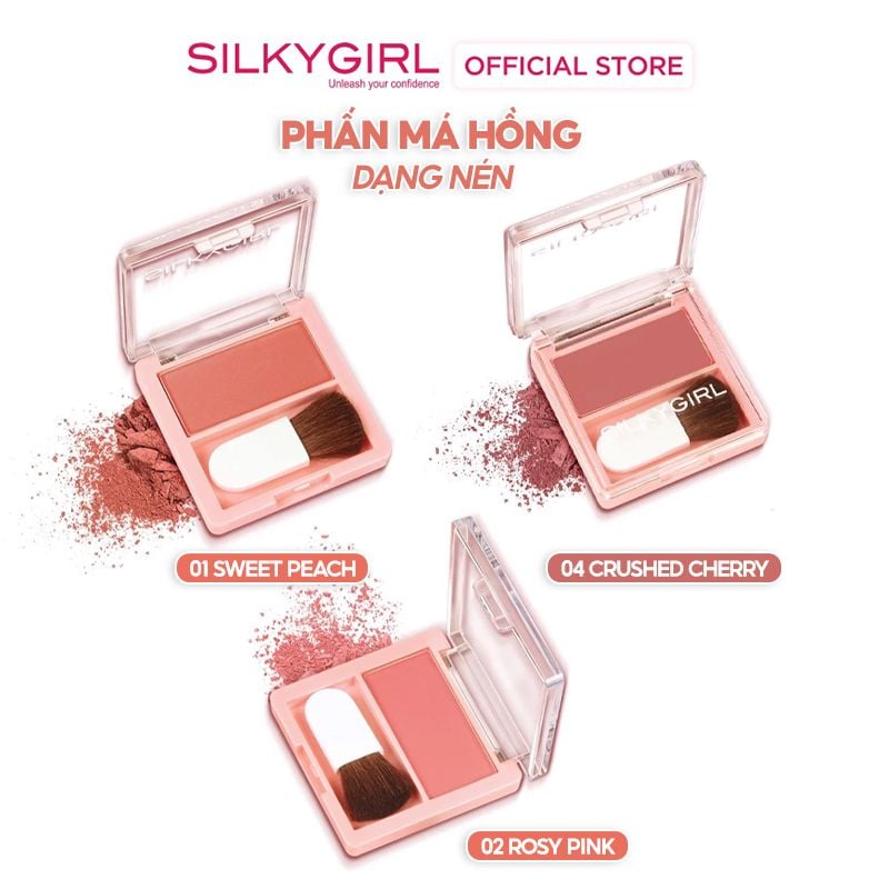 Phấn Má Hồng Dạng Nén Kèm Cọ Xinh Xắn SilkyGirl Blush Hour 3g