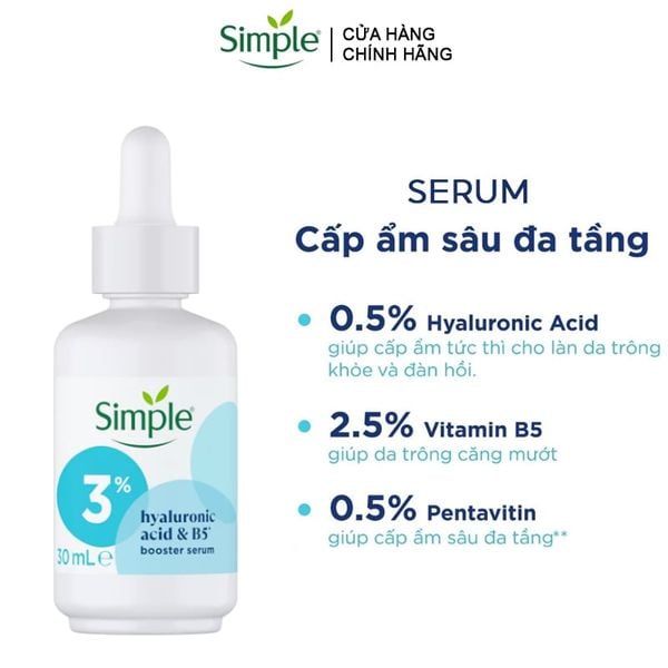  Serum Simple Cấp Ẩm Sâu Hyaluronic Acid & B5 Serum 30ml 