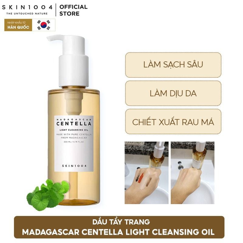Dầu Tẩy Trang Skin1004 Làm Sạch Sâu, Dịu Nhẹ Chiết Xuất Rau Má Madagascar Centella Light Cleansing Oil 200ml