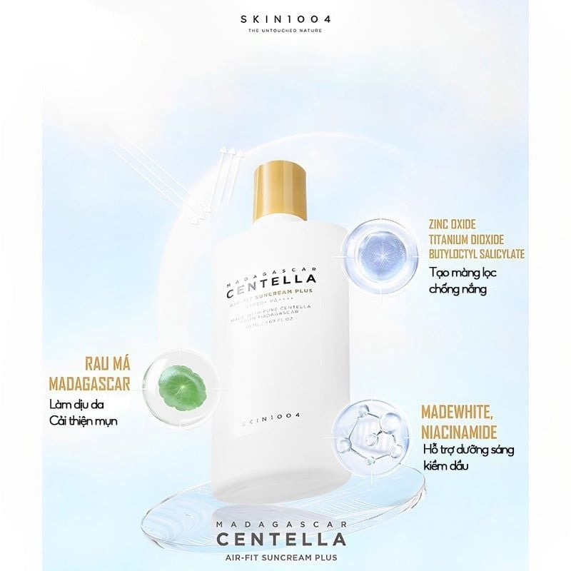 Kem Chống Nắng Skin1004 Lành Tính Dành Cho Da Nhạy Cảm Madagascar Centella Air-Fit Suncream Plus SPF50+ PA++++ 50ml