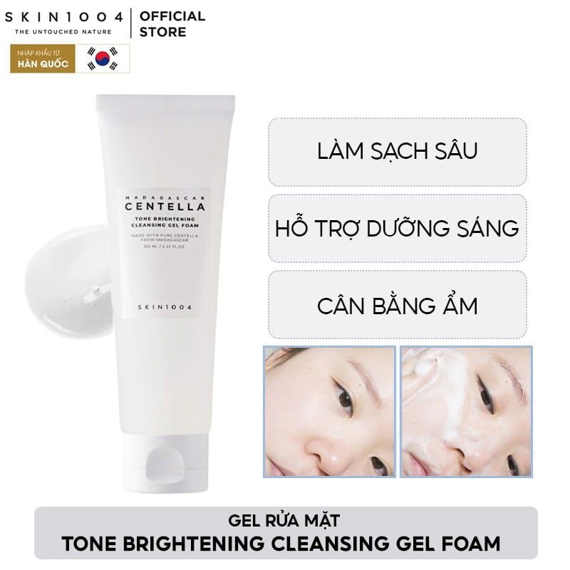 Sữa Rửa Mặt Hỗ Trợ Dưỡng Sáng Da Skin1004 Tone Brightening Cleansing Gel Foam 125ml