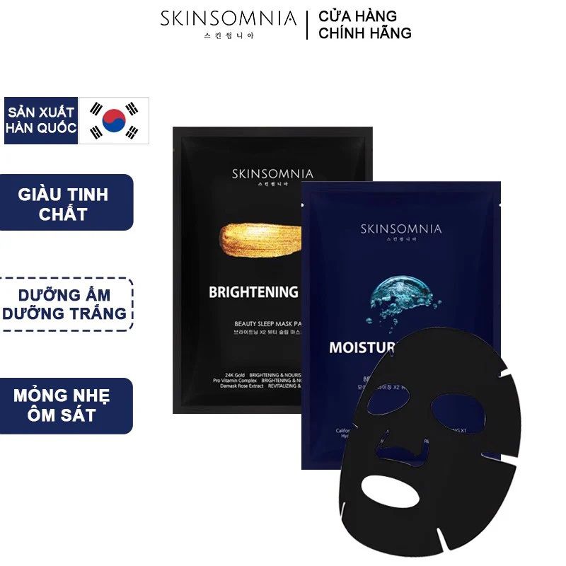 Mặt Nạ Giấy Đen Cao Cấp Cấp Ẩm, Dưỡng Trắng Da Skinsomnia Beauty Sleep Mask Pack