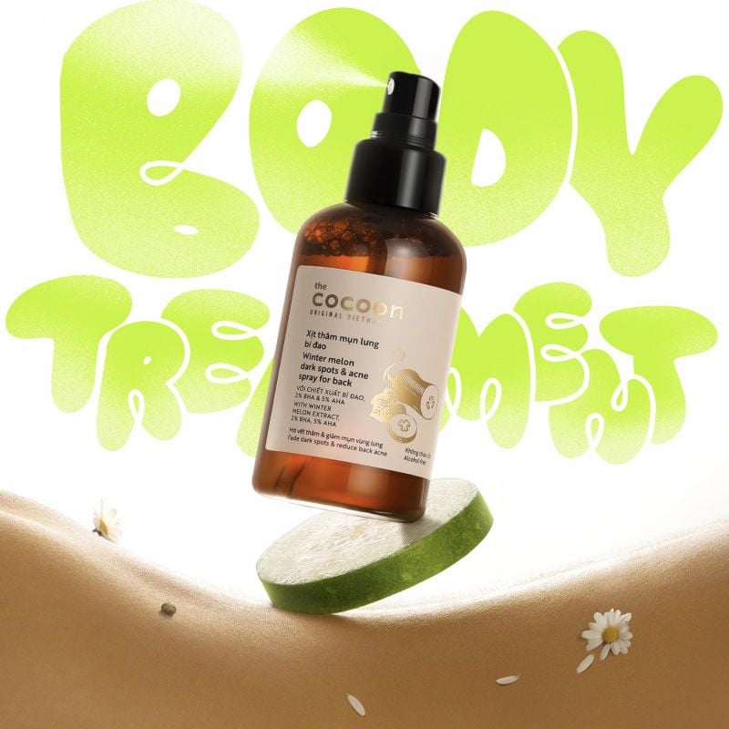 Xịt Giảm Thâm Mụn Lưng Cocoon Làm Dịu Da Chiết Xuất Bí Đao Winter Melon Dark Spots & Acne Spray For Back 140ml