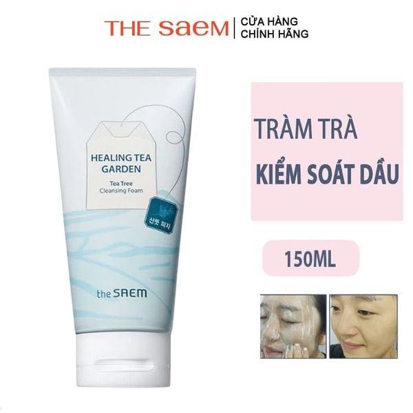 Sữa Rửa Mặt Giúp Hỗ Trợ Giảm Mụn, Kiểm Soát Bã Nhờn The Saem Healing Tea Garden Tea Tree Cleansing Foam 150ml