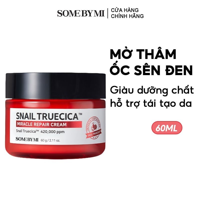 Kem Dưỡng Ẩm, Giúp Da Đàn Hồi Chiết Xuất Ốc Sên Some By Mi Snail Truecica Miracle Repair Cream 60g