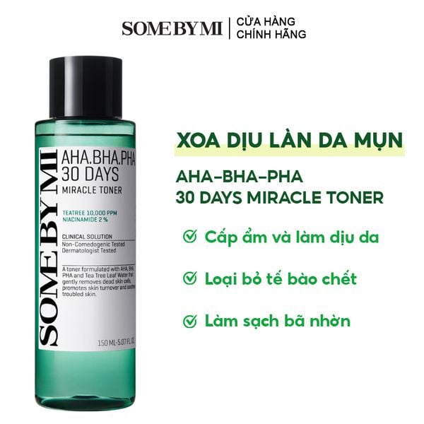 Nước Hoa Hồng Làm Sạch Da, Tẩy Da Chết, Cải Thiện Da Mụn Hàn Quốc Some By Mi Toner AHA