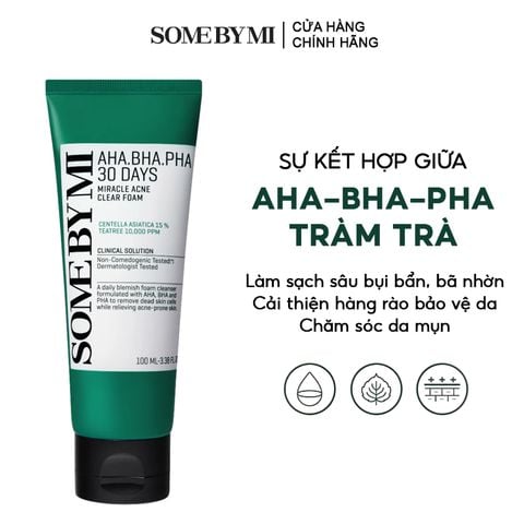 Sữa Rửa Mặt Some By Mi Tạo Bọt, Hạn Chế Mụn AHA-BHA-PHA 30 Days Miracle Acne Clear Foam 100ml