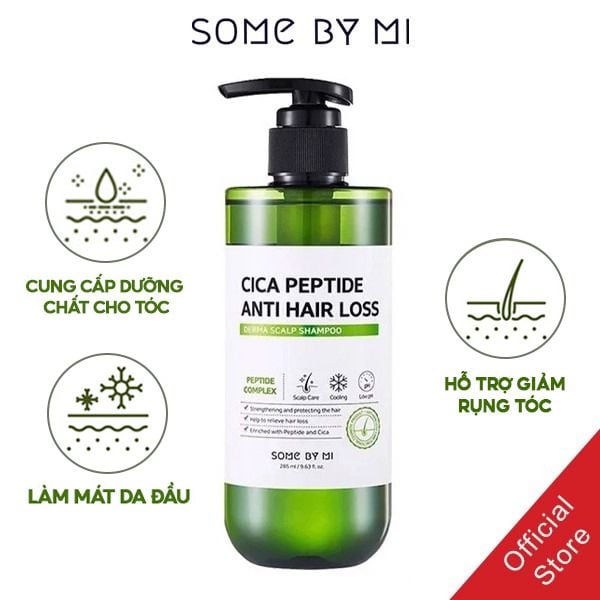 [285ml] Dầu Gội Some By Mi Hỗ Trợ Giảm Tóc Gãy Rụng Cica Peptide Anti Hair Loss Derma Scalp Shampoo