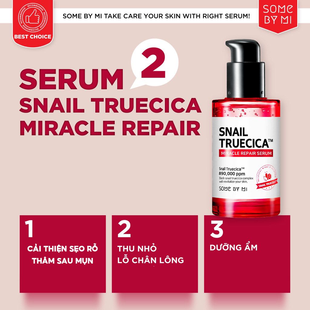 Serum Some By Mi Tinh Chất Ốc Sên Hỗ Trợ Mờ Thâm Sẹo Hàn Quốc Some By Mi Snail Truecica Miracle Repair Serum 50ml