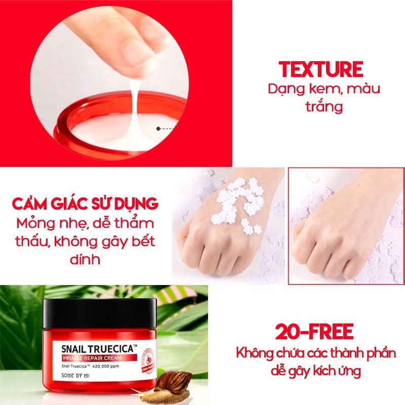 Kem Dưỡng Ẩm  Some By Mi Giúp Da Đàn Hồi Chiết Xuất Ốc Sên Snail Truecica Miracle Repair Cream 60g