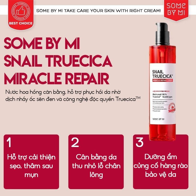 Nước Hoa Hồng Cân Bằng Da Some By Mi Chiết Xuất Ốc Sên Snail Truecica Miracle Repair Toner 135ml