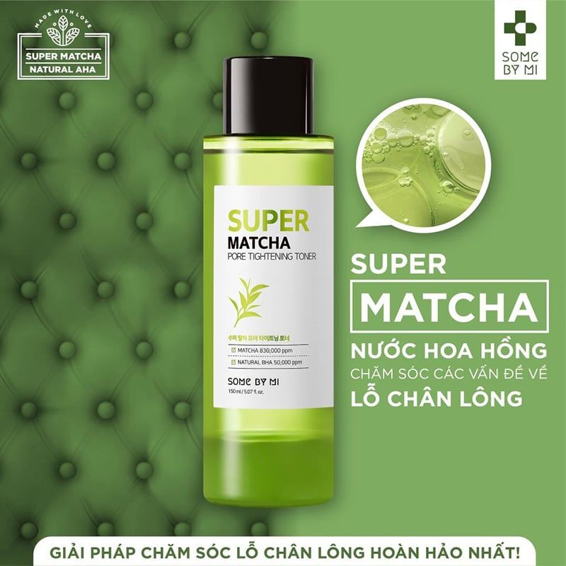 Nước Hoa Hồng Hỗ Trợ Thu Nhỏ Lỗ Chân Lông Chiết Xuất Trà Xanh Some By Mi Super Matcha Pore Tightening Toner 150ml