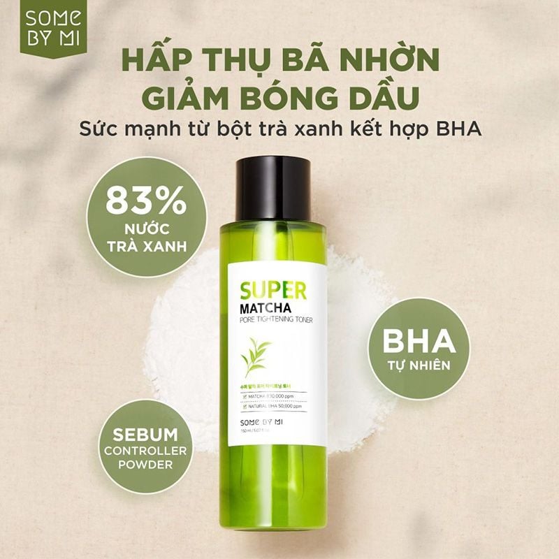 Nước Hoa Hồng Hỗ Trợ Thu Nhỏ Lỗ Chân Lông Chiết Xuất Trà Xanh Some By Mi Super Matcha Pore Tightening Toner 150ml