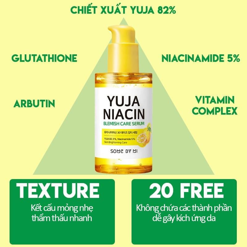 Serum Some By Mi Tinh Chất Hỗ Trợ Dưỡng Trắng Da Chiết Xuất Quả Thanh Yên Yuja Niacin 30 Days Blemish Care Serum 50ml