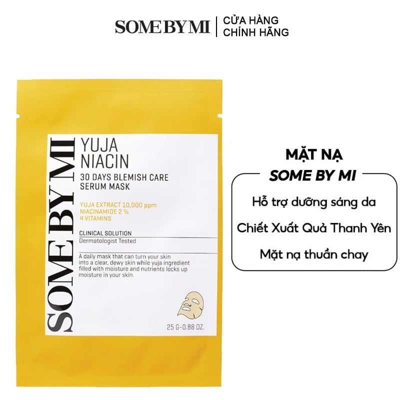 Mặt Nạ Hỗ Trợ Dưỡng Sáng Da Chiết Xuất Quả Thanh Yên Some By Mi Yuja Niacin Blemish Care Serum Mask 25g