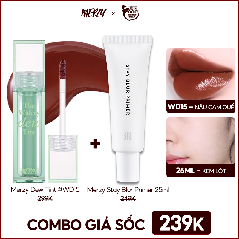 [NEW][DEW4 - XANH DƯƠNG] Son Tint Bóng Dạng Thạch, Bền Màu, Lâu Trôi Cho Đôi Môi Căng Mọng, Ẩm Mịn Merzy The Watery Dew Tint 4g