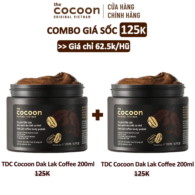 [200ml] Tẩy Da Chết Body Làm Đều Màu Da Và Dưỡng Mịn Da Chiết Xuất Cà Phê, Đường Thốt Nốt Dak Lak Cocoon Dak Lak Coffee Body Polish