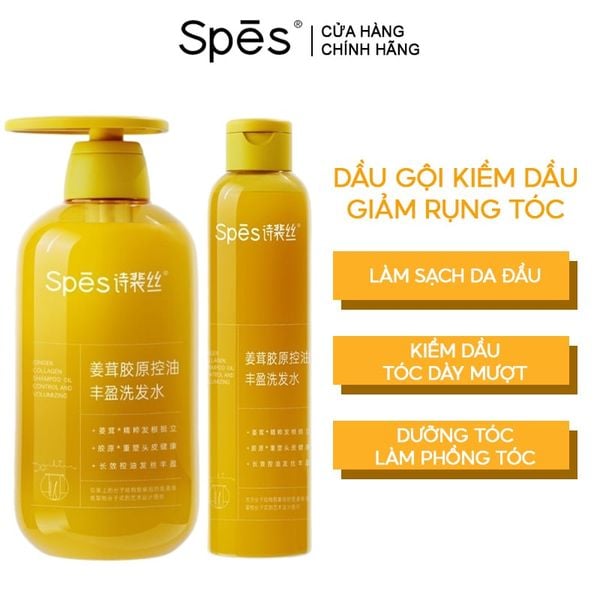 Dầu Gội SPES Chiết Xuất Gừng, Kiềm Dầu, Giảm Rụng Tóc Ginger Collagen Shampoo Oil Control And Volumizing