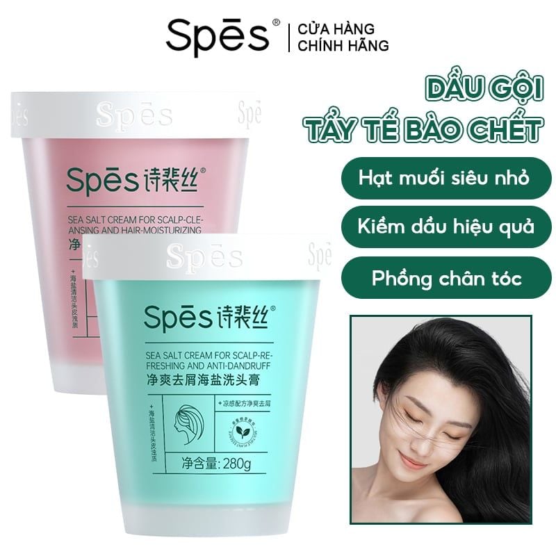 Dầu Gội Tẩy Tế Bào Chết SPES Muối Biển Làm Sạch Sâu, Hỗ trợ Giảm Gàu, Tóc Bồng Bềnh Sea Salt Cream For Scalp 280g