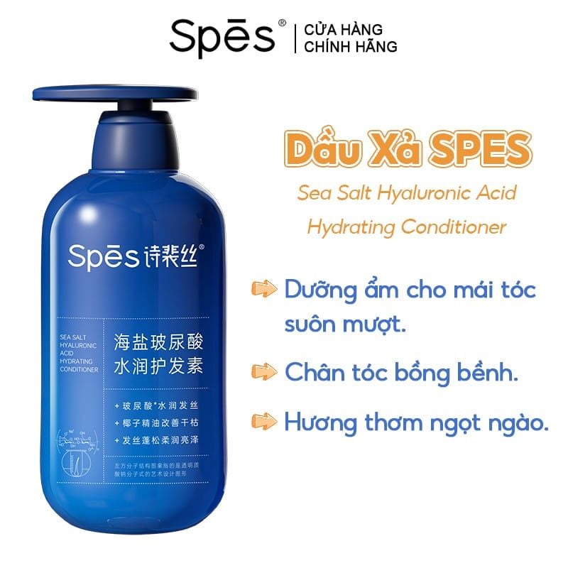 Dầu Xả Kiềm Dầu, Dưỡng Ẩm, Hỗ Trợ Phục Hồi Tóc SPES Sea Salt Hyaluronic Acid Hydrating Conditioner 600ml