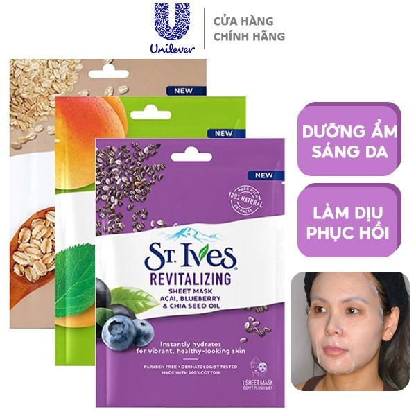 Mặt Nạ Chiết Xuất Tự Nhiên Dưỡng Sáng, Cấp Ẩm, Phục Hồi ST.IVES Sheet Mask 23ml #APRICOT