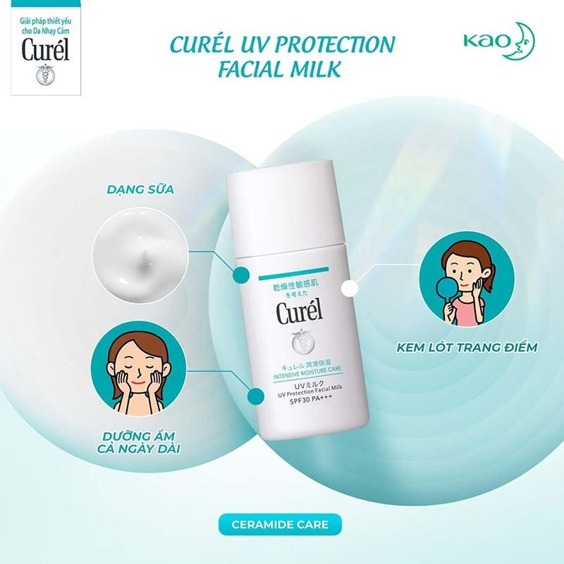 Sữa Chống Nắng Dành Cho Da Khô, Nhạy Cảm Curél UV Protection Face Milk SPF30/PA+++ 30ml