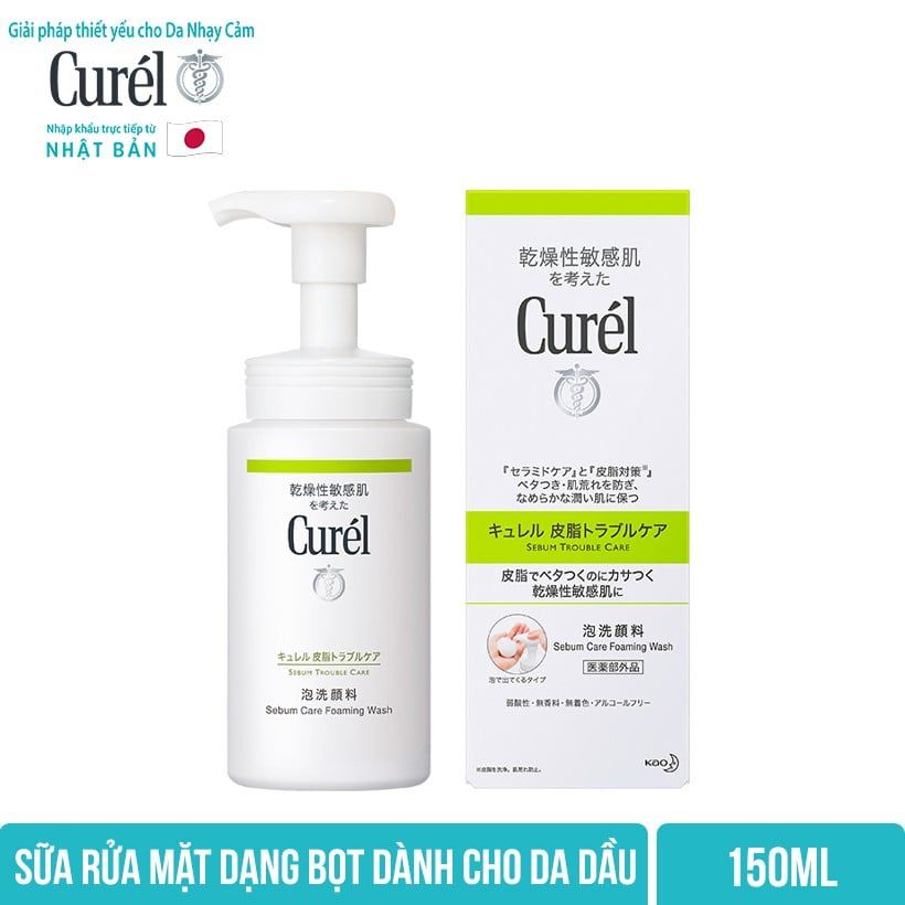 Sữa Rửa Mặt Dạng Bọt Dành Cho Da Dầu Curél Sebum Trouble Care Foaming Facial Wash 150ml