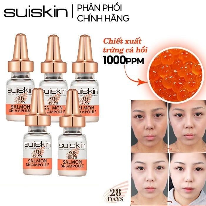 Tinh Chất DNA Cá Hồi Hỗ Trợ Phục Hồi Da, Giảm Mụn Suiskin Salmon DN Ampoule