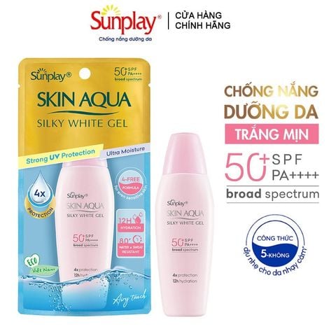  Gel Chống Nắng Sunplay Hỗ Trợ Dưỡng Trắng Da Skin Aqua Silky White Gel SPF50+/PA++++ 