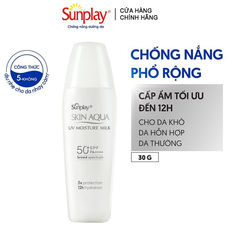 Sữa Chống Nắng, Dưỡng Ẩm Sunplay Skin Aqua UV Moisture Milk SPF 50+/PA++++ 30g