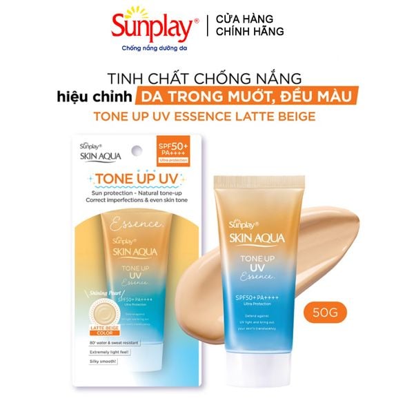  Tinh Chất Chống Nắng Sunplay Hiệu Chỉnh Sắc Da Skin Aqua Tone Up UV Essence Latte Beige SPF50+ PA++++ 50g 