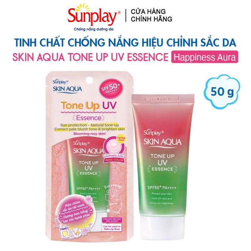 Tinh Chất Chống Nắng Hiệu Chỉnh Sắc Da Sunplay Skin Aqua Tone Up UV Essence Happiness Aura - Rose SPF 50+/Pa++++ 50g