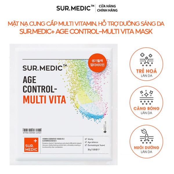  Mặt Nạ Cung Cấp Multi Vitamin, Hỗ Trợ Dưỡng Sáng Da Sur.Medic+ Age Control-Multi Vita Mask 30g 