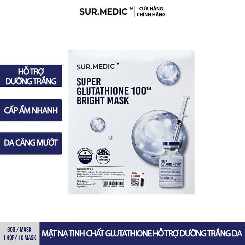 Mặt Nạ Hỗ Trợ Dưỡng Trắng Da Sur.Medic+ Bright Glutathione Mask 30g – THẾ  GIỚI SKINFOOD