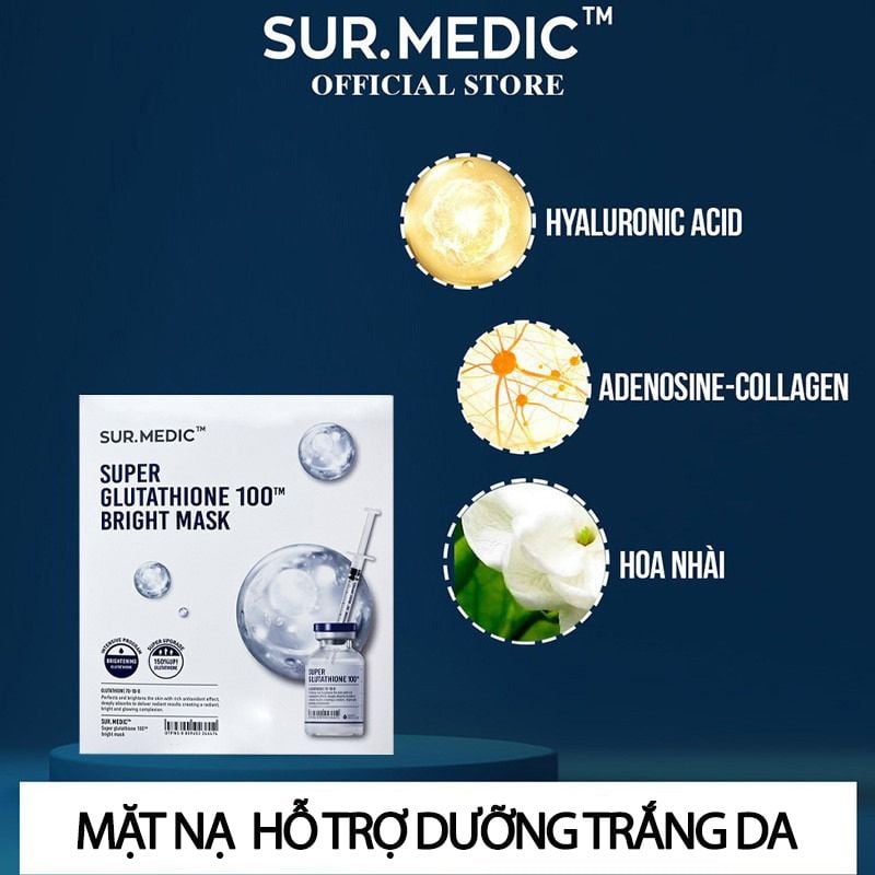 Mặt Nạ Hỗ Trợ Dưỡng Trắng Da Sur.Medic+ Bright Glutathione Mask 30g