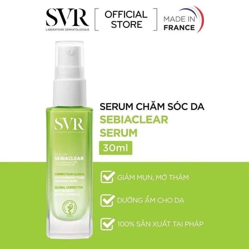 Serum SVR Tinh Chất Hỗ Trợ Giảm Mụn Làm Mờ Thâm Sạm Và Mềm Mịn Da SVR Sebiaclear Serum 30ml