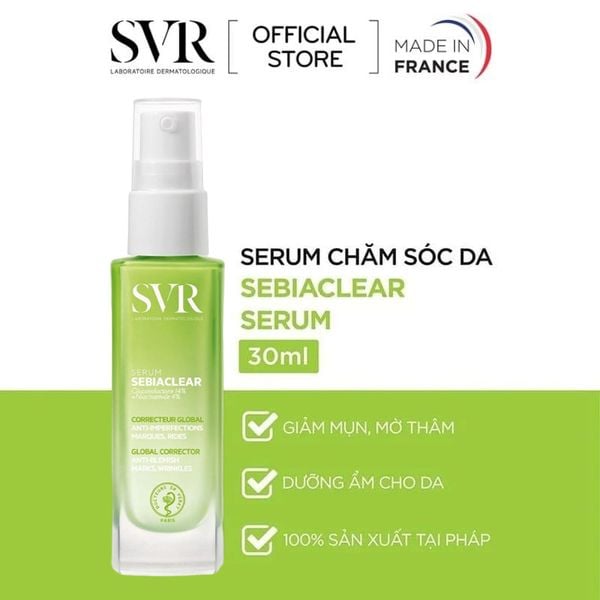  Serum SVR Hỗ Trợ Giảm Mụn, Làm Mờ Thâm Sạm Và Mềm Mịn Da SVR Sebiaclear Serum 30ml 