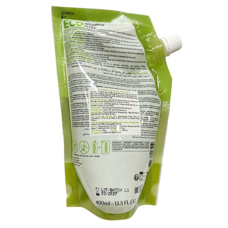 Sữa Rửa Mặt SVR Dạng Gel Không Chứa Xà Phòng Dành Cho Da Dầu Sebiaclear Gel Moussant