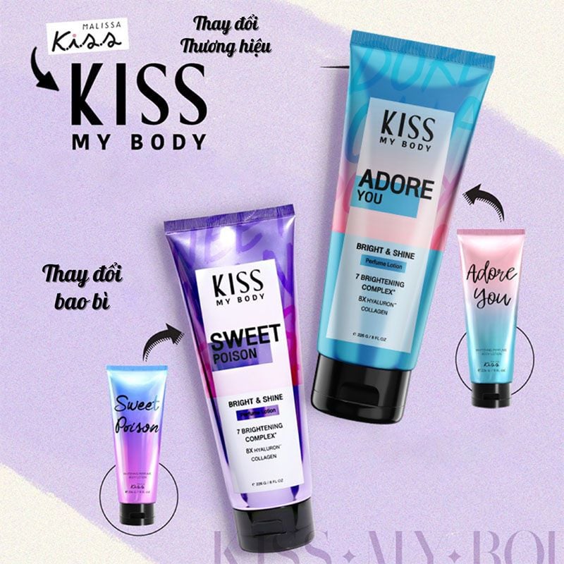Sữa Dưỡng Thể Kiss My Body Hỗ Trợ Trắng Da Toàn Thân Hương Nước Hoa Bright & Shine Perfume Lotion